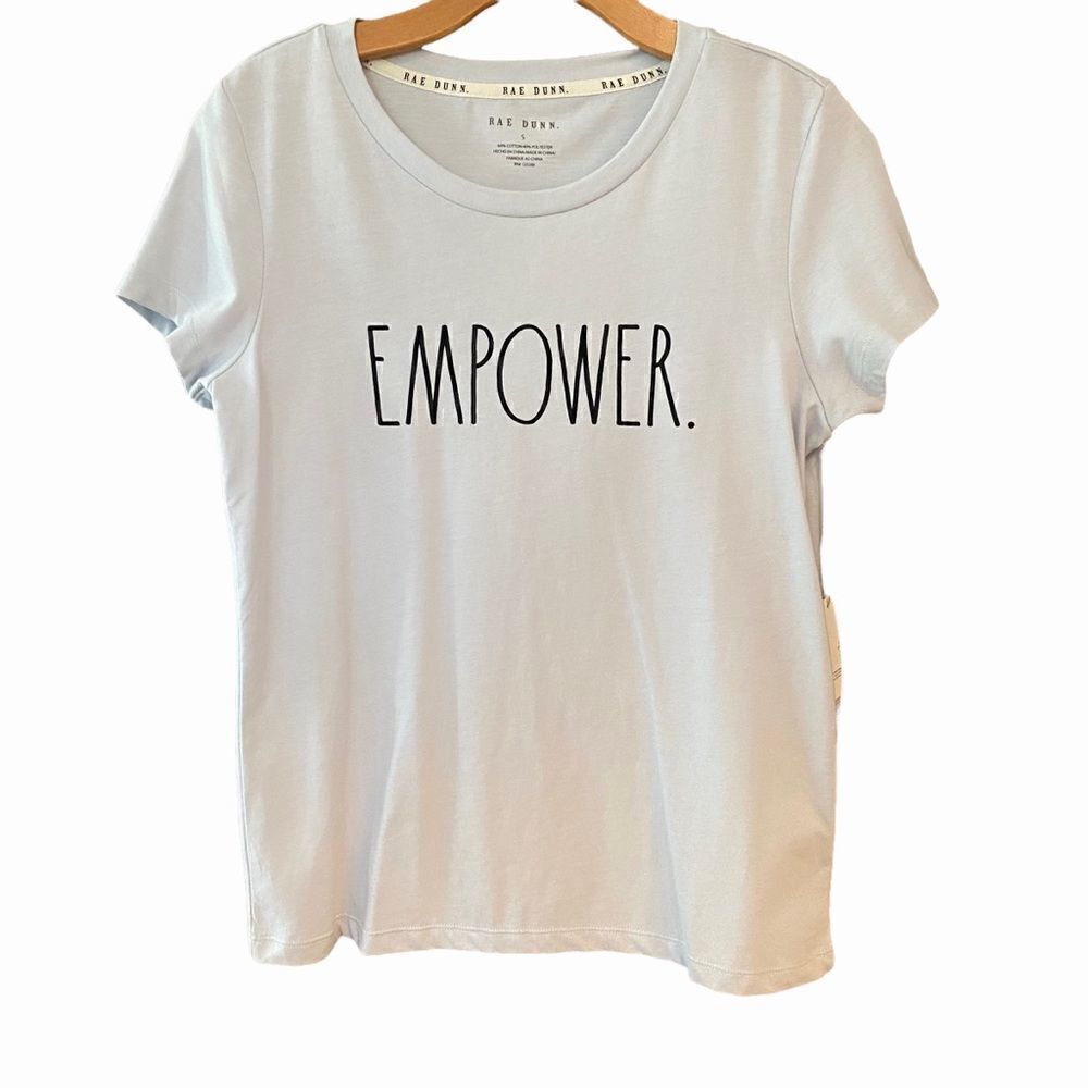 Rae Dunn NWT Sz S Light Blue Graphic Empower Cotton Lightweight T-Shirt